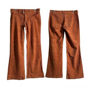 Vintage Low Rise+Wide Leg Orange Corduroy Pant, Size 13
